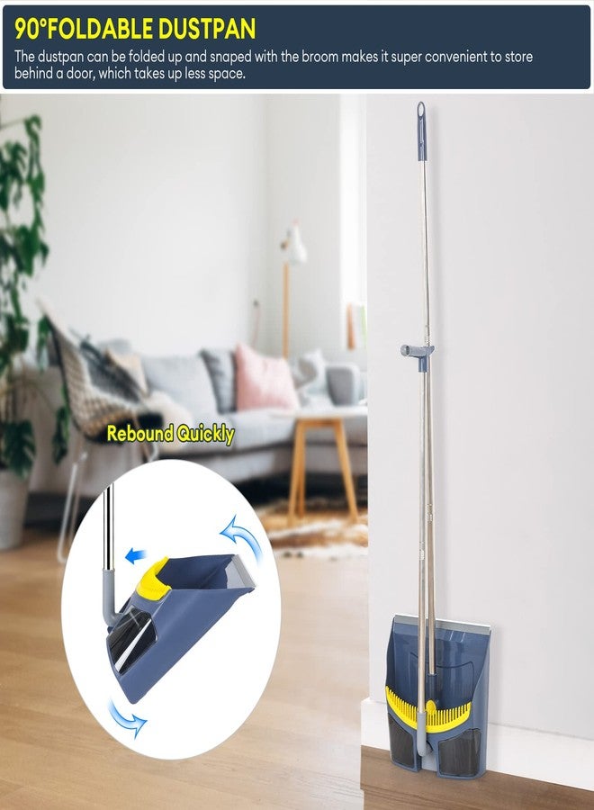 Lalafancy Magnetic Broom and Dustpan Set Cleans with Adjustable 52" Long Handle for Home Kitchen Room Office Lobby Floor Use Upright Stand Up Broom Dustpan Combo - Magnetic Automatic Buckle - Image 3